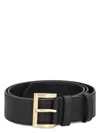 Prada Logo Plaque Leather Belt