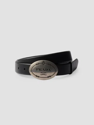 Prada Women's Leather Belt In Black