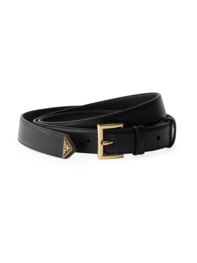 Prada City Calf Leather Belt In F0632 Nero 1