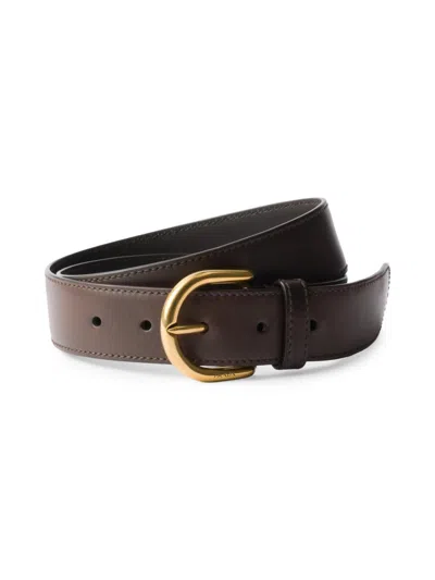 Prada Women's Leather Belt In Brown