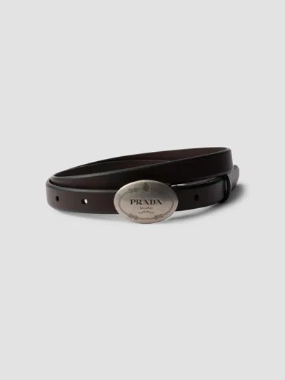 Prada Women's Leather Belt In Brown