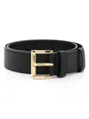 Prada Logo Plaque Leather Belt In Black