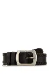 Prada Brown Leather Belt In White