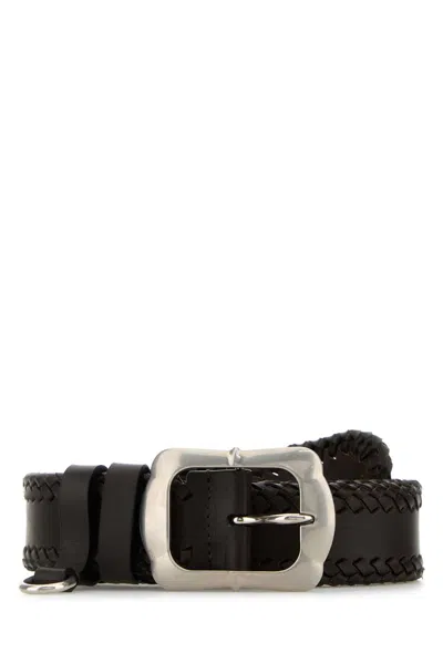 Prada Women's Leather Belt With Silver Metal Finishing, 3.5 Cm Width In Brown