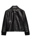 Prada Leather Blouson Jacket In Black