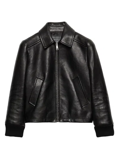 PRADA WOMEN'S LEATHER BLOUSON JACKET
