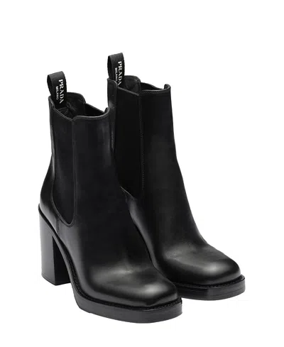 Prada Leather Booties In Black