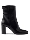 Prada 85 Leather Ankle Boots In Black