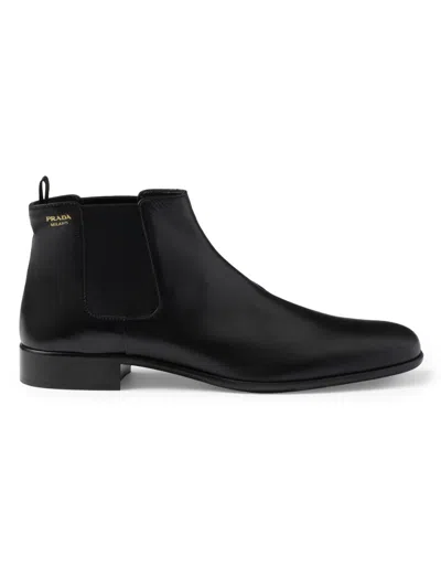 Prada Women's Leather Booties In Black
