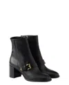Prada Black Leather Ankle Boots In Black