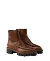 Prada Leather Booties In Brown