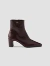 Prada Leather Booties In Brown