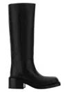 Prada Leather Knee-high Boots With Low Block Heel