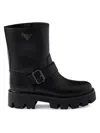 Prada Solid Color Biker Boots In Black