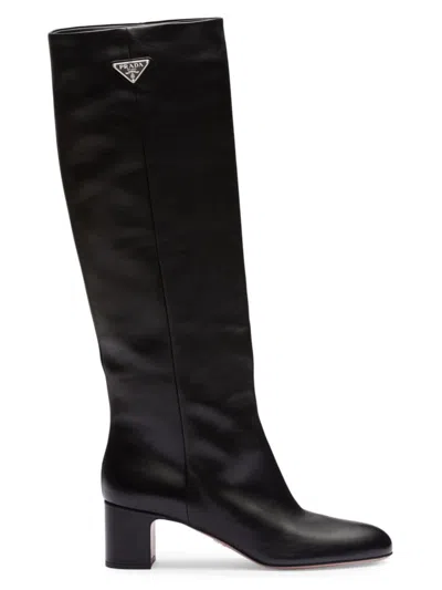 Prada Stylish Leather Boots For Women In Black