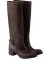 Prada Leather Boots In Brown