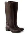Prada Leather Boots In Brown