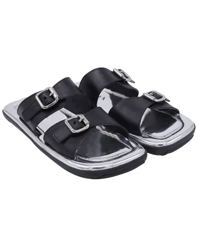 Prada Women's Leather Buckled Flat Sandal (authentic Pre-loved) In Black