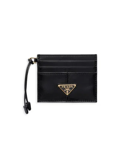 Prada Women's Leather Card Holder In Black