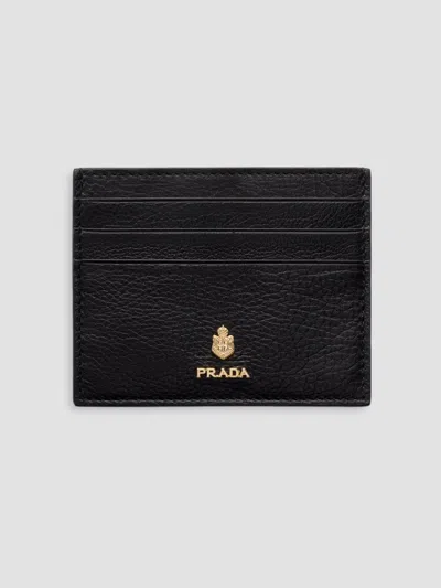 Prada Women's Leather Card Holder In Black