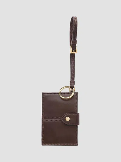Prada Women's Leather Card Holder In Brown