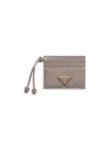 Prada Women's Leather Card Holder In Gray