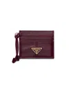 Prada Women's Leather Card Holder In Red