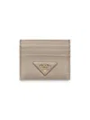 Prada Women's Leather Card Holder In Sand
