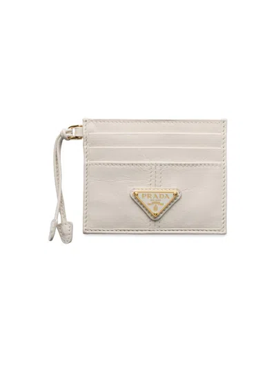 Prada Women's Leather Card Holder In White