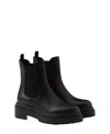Prada Black Leather Ankle Boots In Black