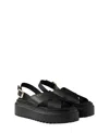 Prada Sandalen Aus Leder Mit Gekreuztem Band In Black