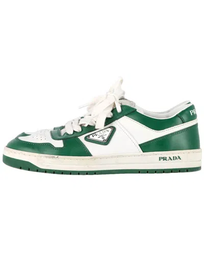 Prada Women's Leather Downtown Low-top Sneaker (authentic Pre-loved) In Green