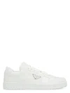 Prada White Sneakers With Padded Collar And Perforated Detailing