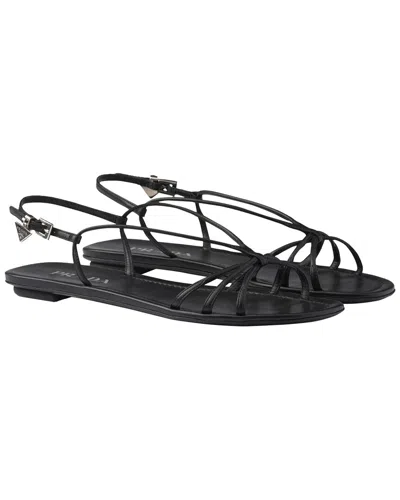 Prada Women's Leather Flat Sandal (authentic Pre-loved) In Black