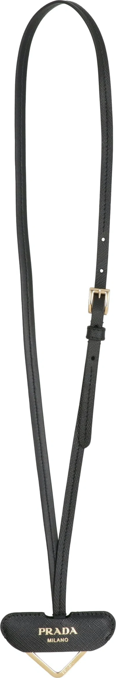 PRADA WOMEN'S LEATHER KEYRING WITH LOGO