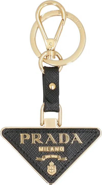 PRADA WOMEN'S LEATHER KEYRING WITH LOGO