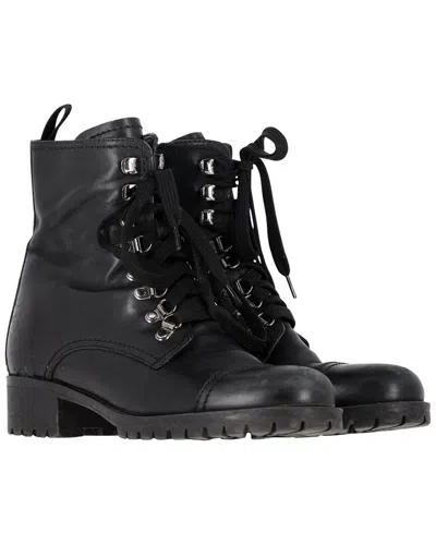 Prada Women's Leather Lace-up Combat Boot (authentic Pre-loved) In Black