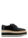 Prada Scarpe Stringate In Pelle Nera  Donna
