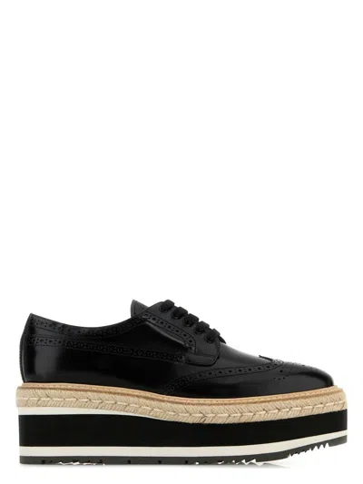 PRADA WOMEN'S LEATHER LACE-UP SHOES