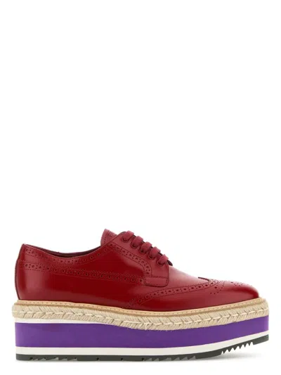 PRADA WOMEN'S LEATHER LACE-UP SHOES