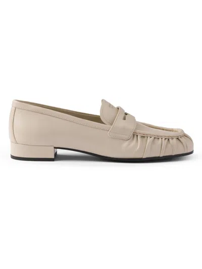 Prada Women's Leather Loafers In Neutral