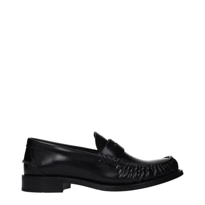 Prada Women's Leather Loafers Black In Multi