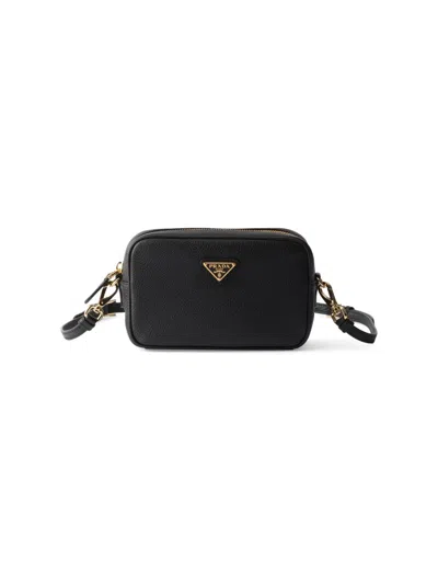 Prada Women's Leather Mini Shoulder Bag In Black