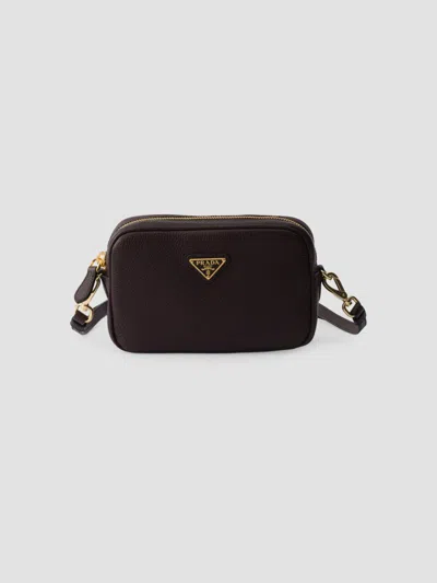 Prada Women's Leather Mini Shoulder Bag In Brown