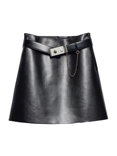 Prada Women's Leather Mini Skirt In Black
