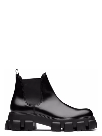 Prada Women's Leather Monolith Ankle Boots