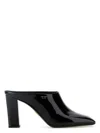 Prada Leather Block Heel Mules With Pointed Toe