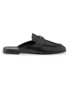 Prada Triangle Logo Leather Flat Mules In Black