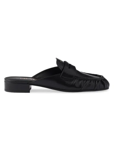 Prada Leather Mules In Black