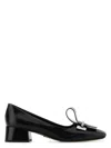 Prada Leather Pumps With Block Heel And Bow